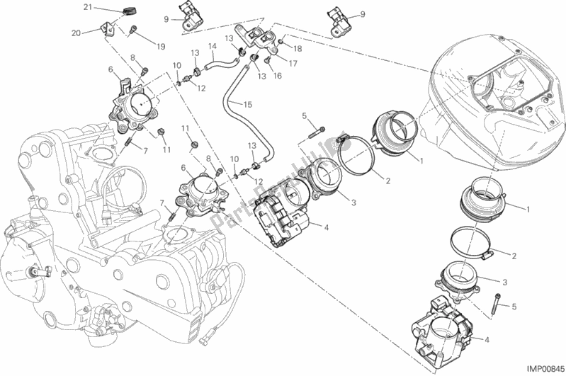 All parts for the Throttle Body of the Ducati Hypermotard Brasil 821 2016